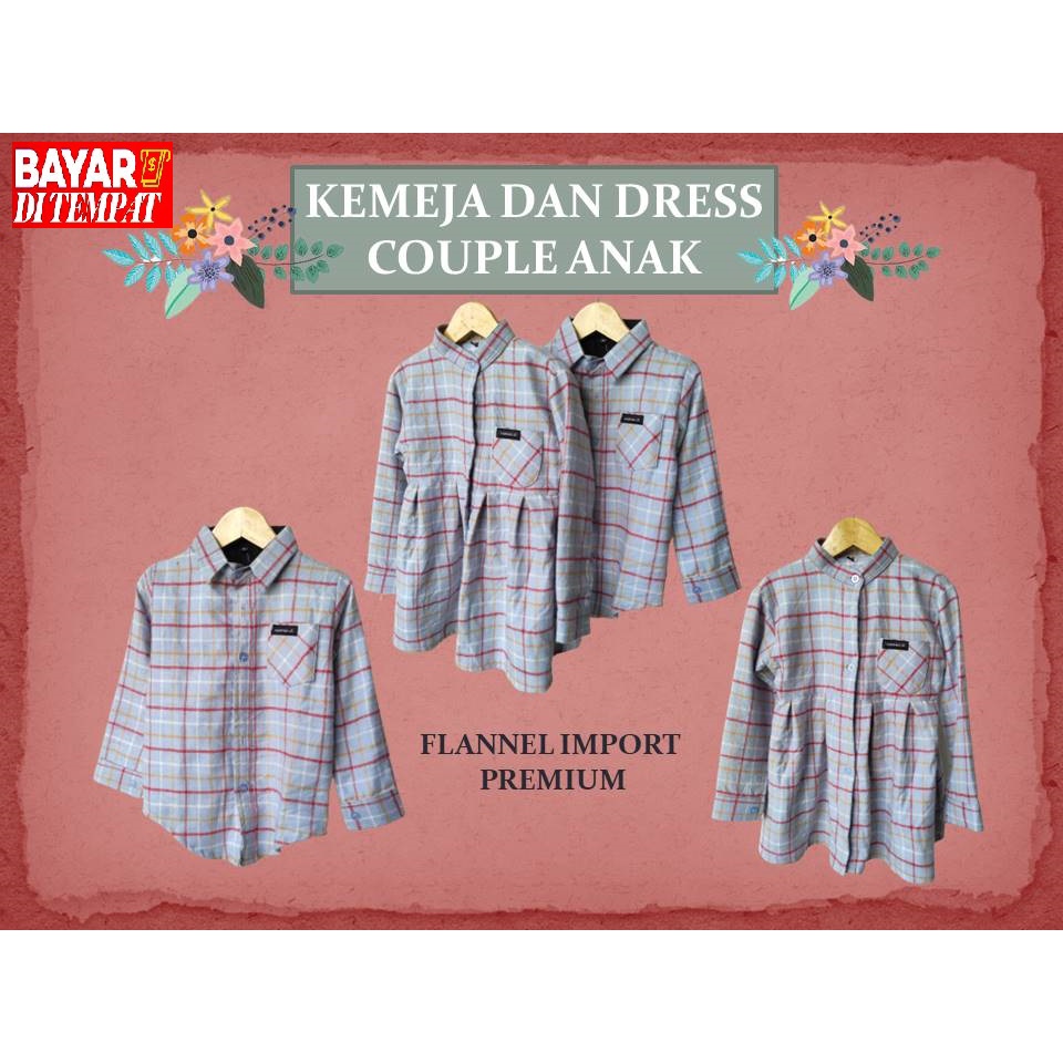 KEMEJA COUPLE ANAK (COD) / DRESS ANAK/ KEMEJA COUPLE KELUARGA/ KOTAK-KOTAK WARNA BIRU TELUR ASIN