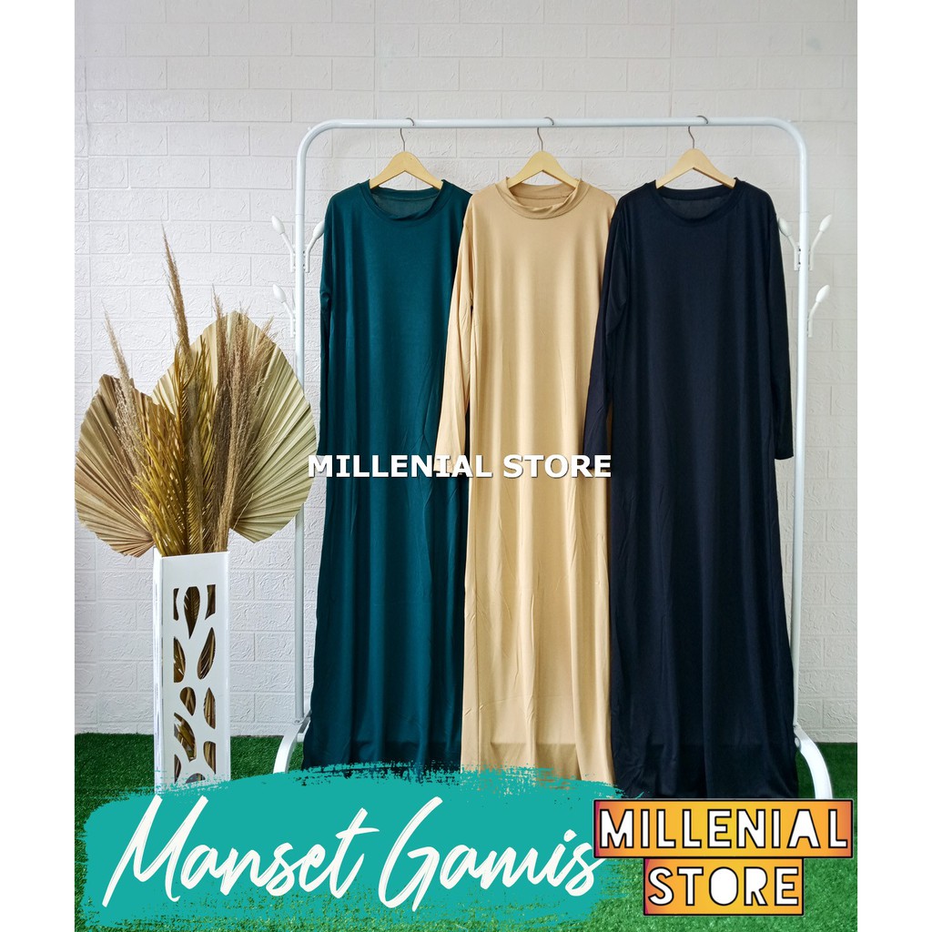MANSET GAMIS PANJANG BAJU MANSET GAMIS SPANDEK YUKENSI GAMIS BUNTUNG POLOS BISA COD