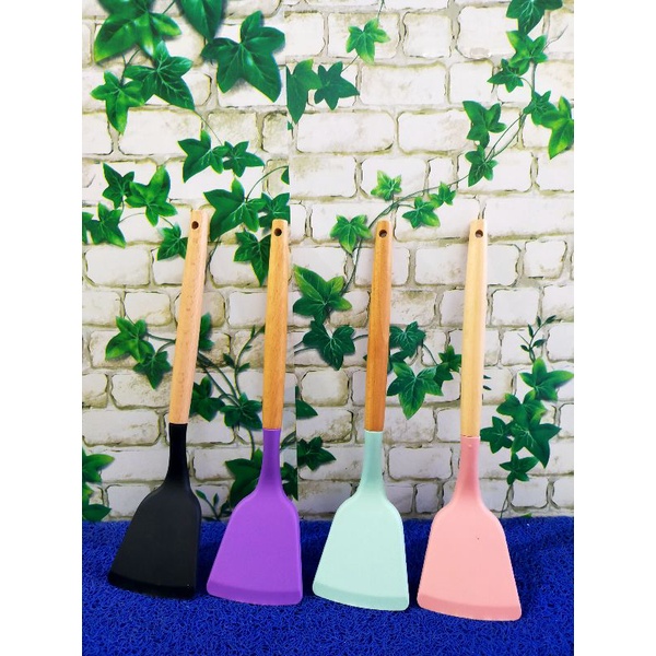 SPATULA TEFLON SUTIL TEFLON GAGANG KAYU STANDART SUTIL MASAK SILIKON