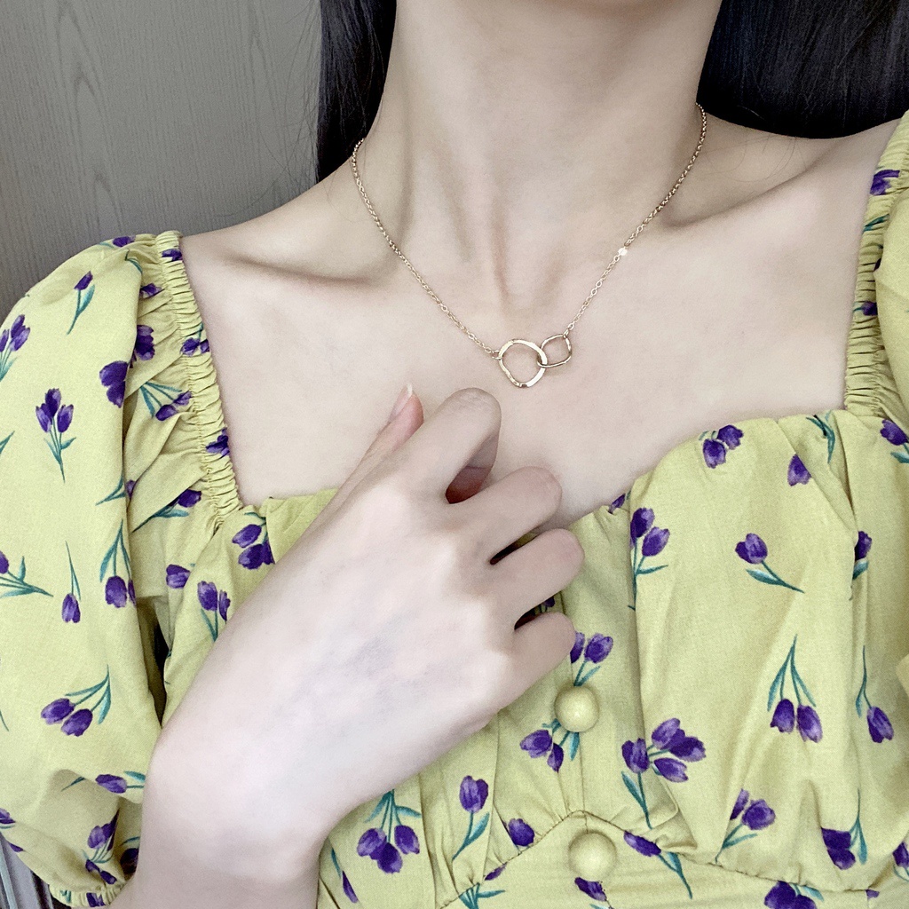 Kalung Rantai Klavikula Model Cincin Ganda Gaya Korea Untuk Aksesoris