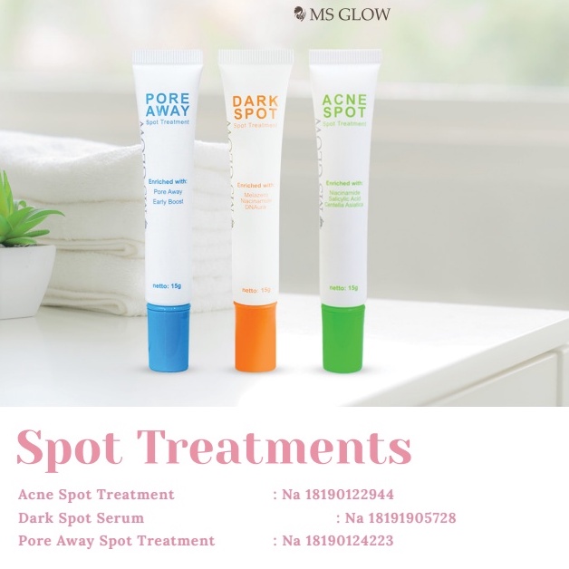 Acne spot | dark spot | pore away ms glow | gel spot ms glow | original ms glow