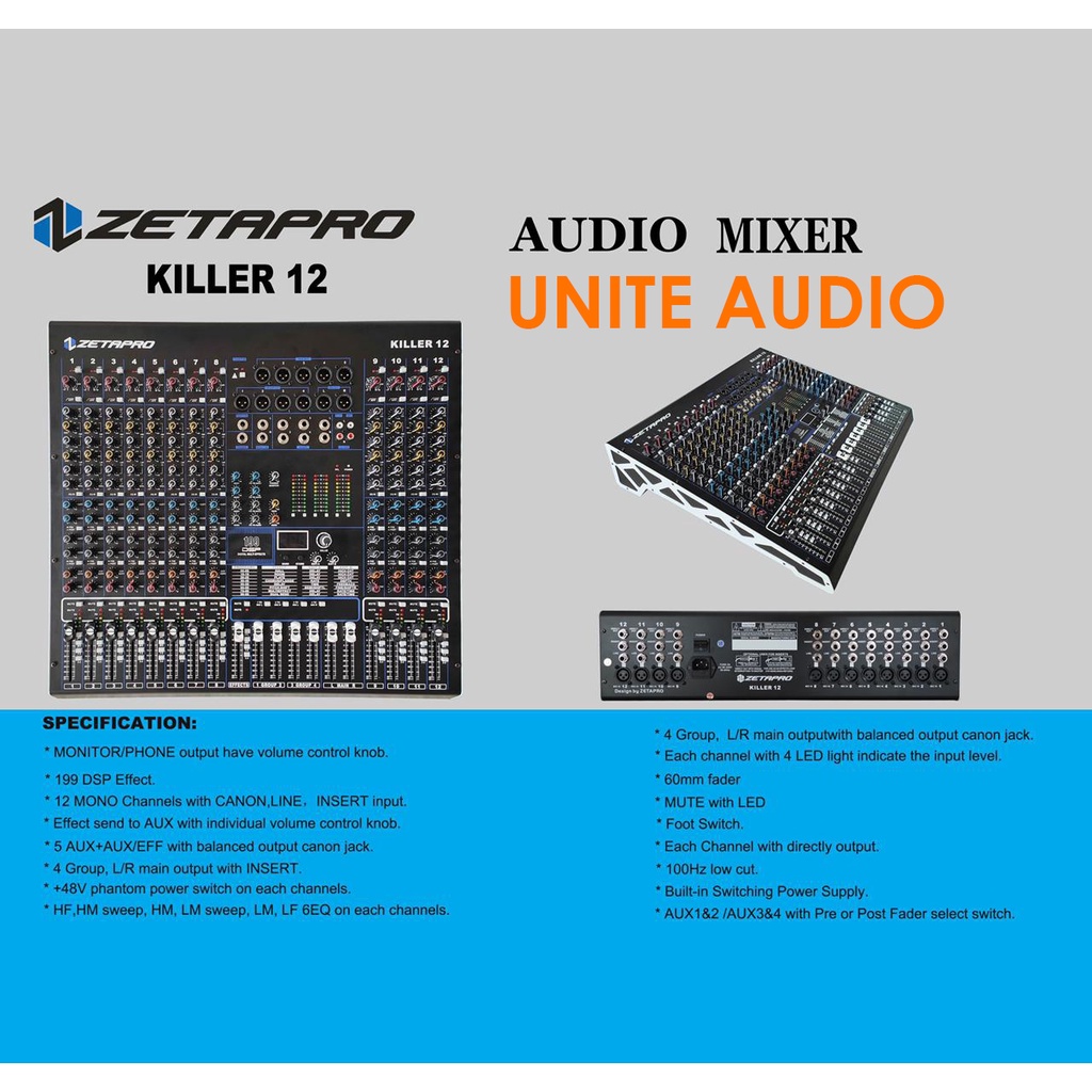 Mixer Audio 12 Channel Zetapro Killer12 Killer 12 Original 199 DSP