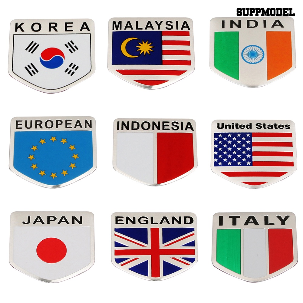 Stiker Emblem / Badge Motif Bendera Nasional 3D Untuk Dekorasi Body / Bumper / Jendela Mobil