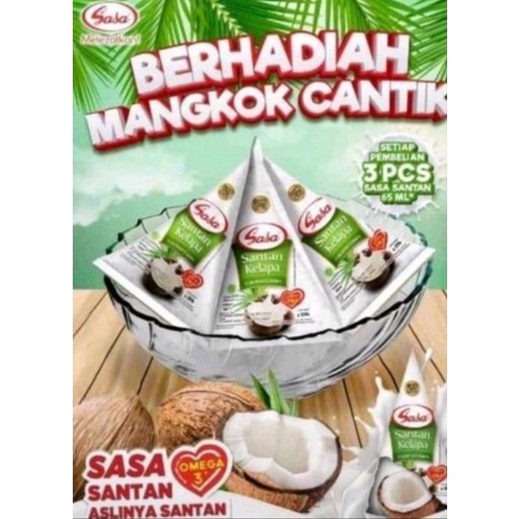 Paket Santan Sasa 3 pcs Free 1 mangkok eksklusif. Hanya 10 ribu.