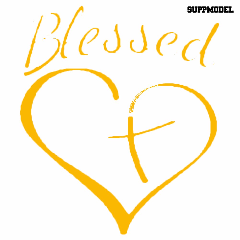 Supmodel Blessed Heart Cross Car Truck Vehicle Body Window Reflective Decal Sticker Decor