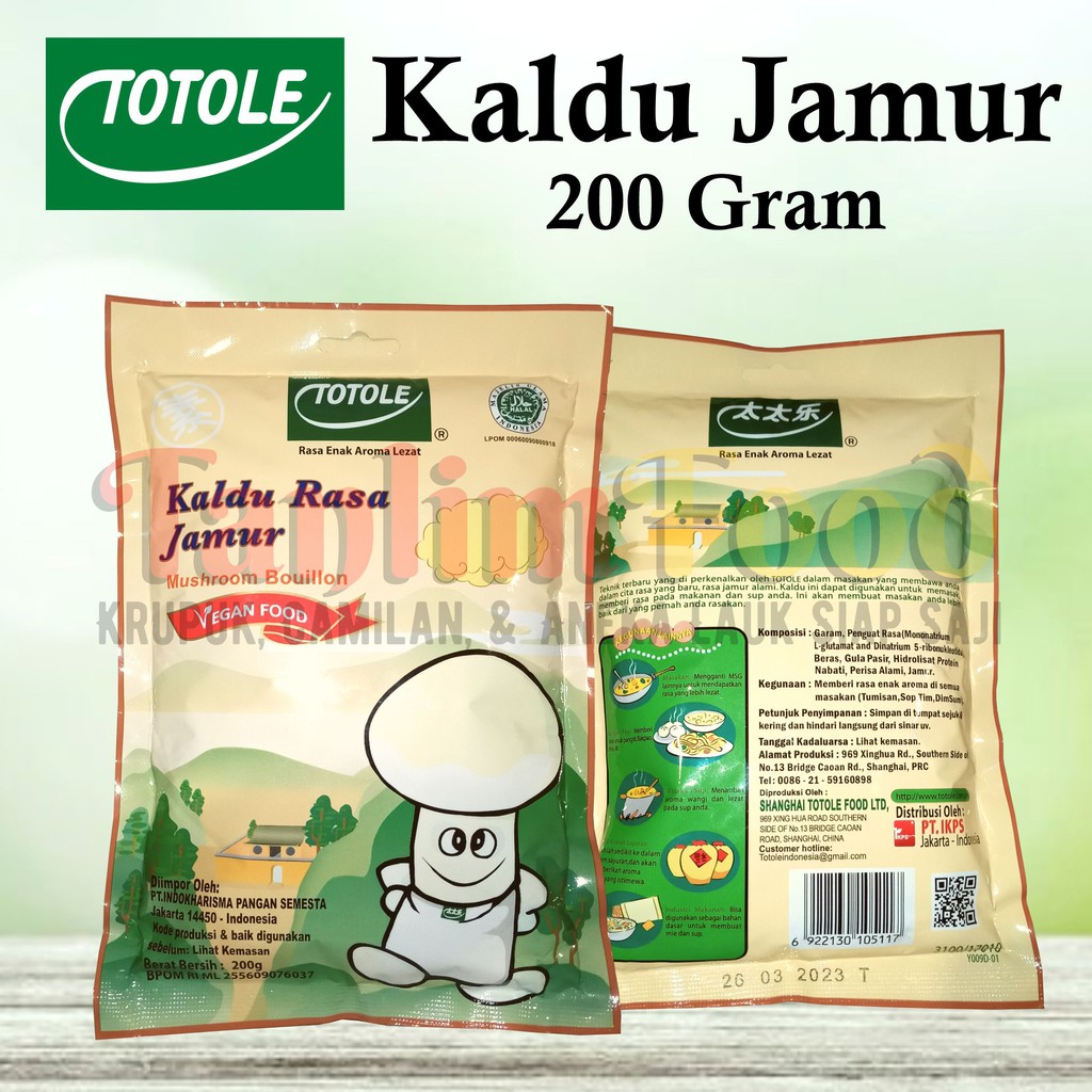 TOTOLE Kaldu Rasa Jamur - Mushroom Bouillon 200Gram ( Vegan Food )