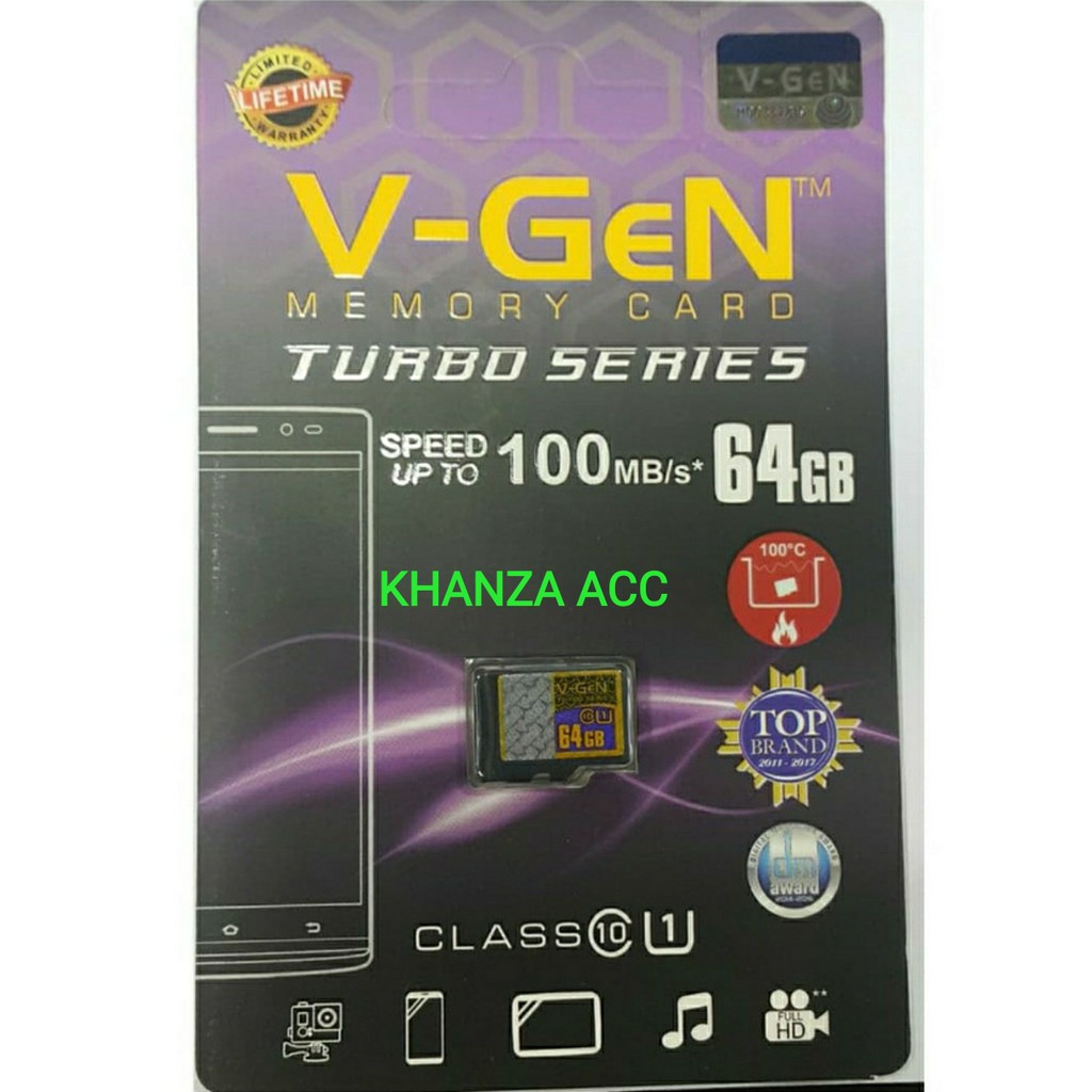 KHANZAACC VGEN 64GB Memory Hp Micro SD Class 10 Turbo Series