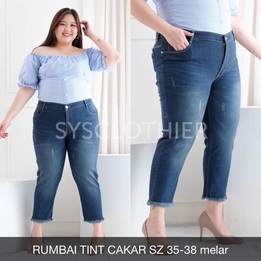 CELANA JEANS WANITA RUMBAI DARK BIGSIZE