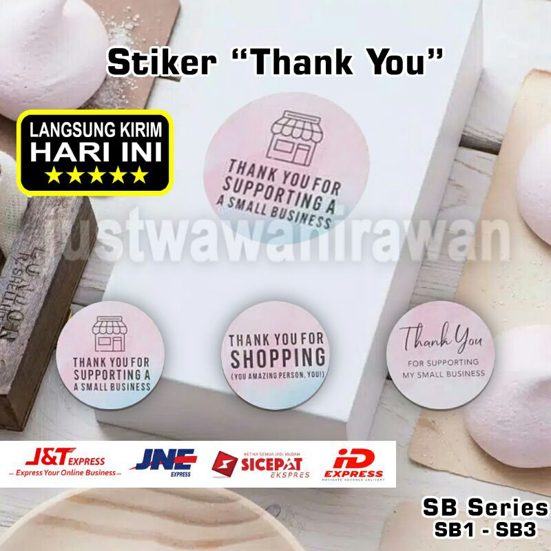 

Stiker Bulat Thank You Small Bisnis Business Support Packaging Box Plastik Tag