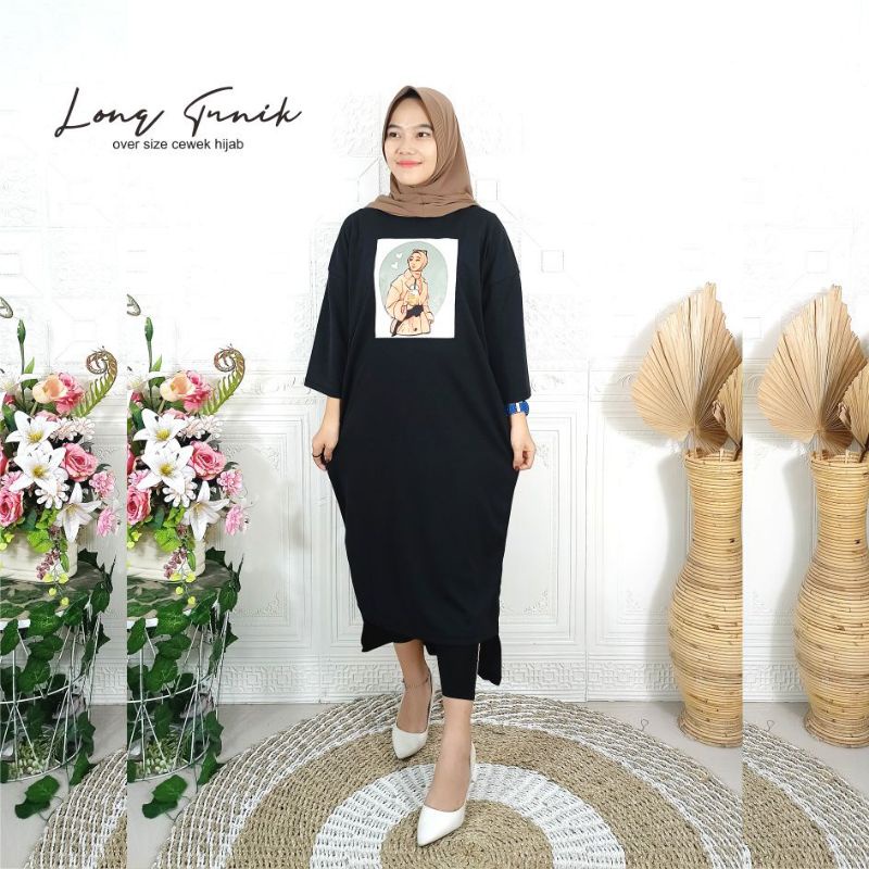Long tunik over size wanita terbaru viral / baju tunik wanita viral bisa cod