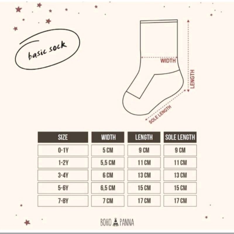 Boho Panna - Basic Sock Unisex 1-8th - BohoBaby