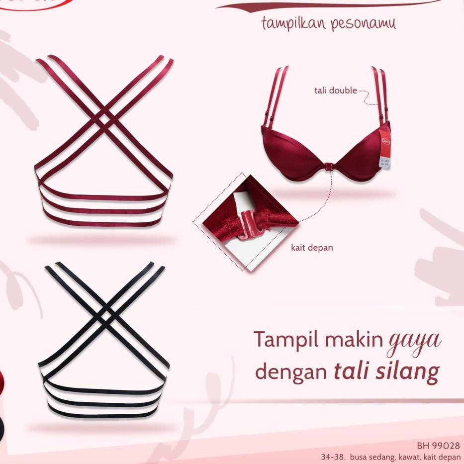 SALEE.. Sorex Fashion Bra Pesta Tali Double X Kait Depan Busa Sedang Kawat Setara Cup B BH 99028