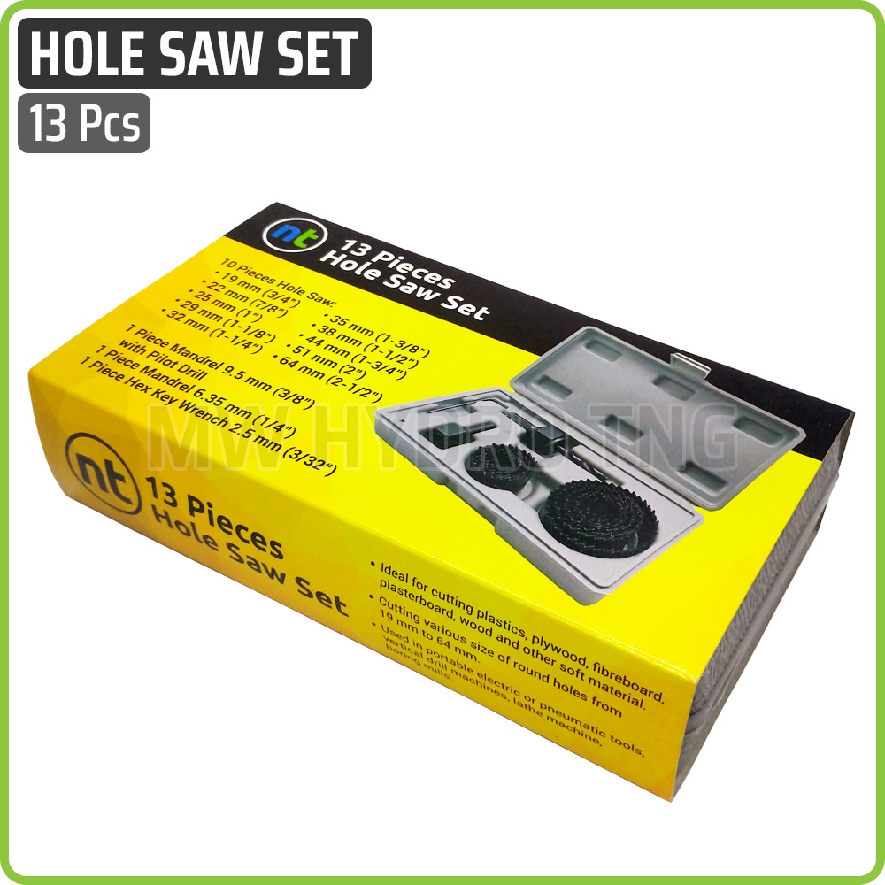 13 pcs Hole Saw Set / Mata Bor Pelubang Hidroponik