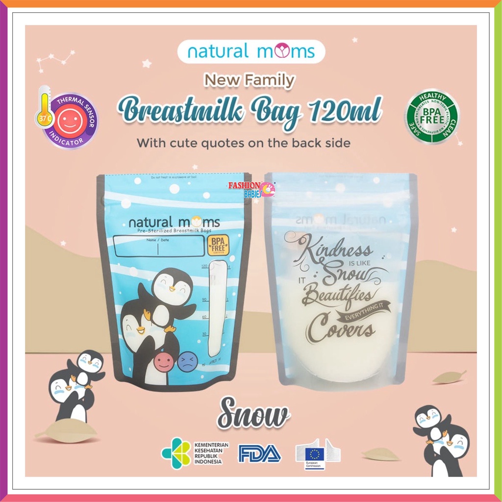 KANTONG ASI | NATURAL MOMS BREASTMILK STORAGE BAG 100 120 200 ML | KANTONG ASI PLASTIK DOUBLE THERMAL SENSOR