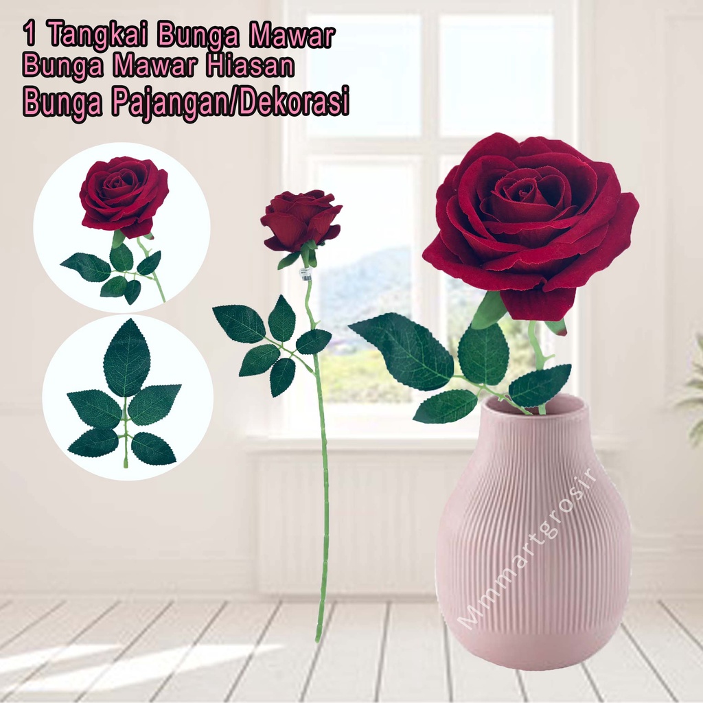 Bunga Mawar / bunga hias / bunga palsu / warna merah / 501