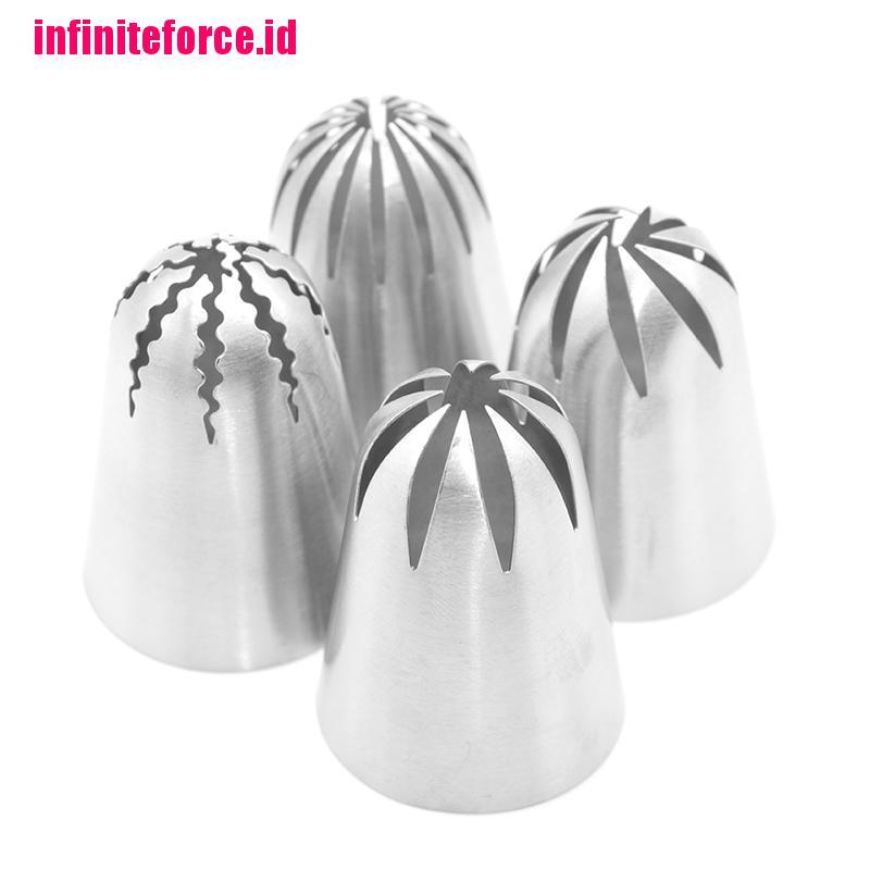 Cake Piping Tips Decorating Mouth Set 4 Pcs Steel Baking Nozzle Tool