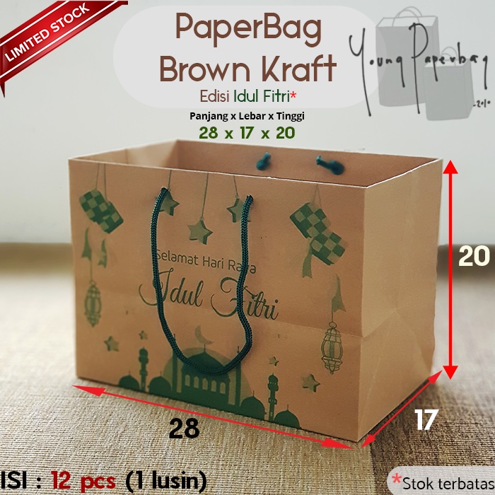 

Paper Bag / Tas Kertas Idul Fitri Hampers Lebaran Uk. 28x17x20 Model Landscape (1 Lusin)