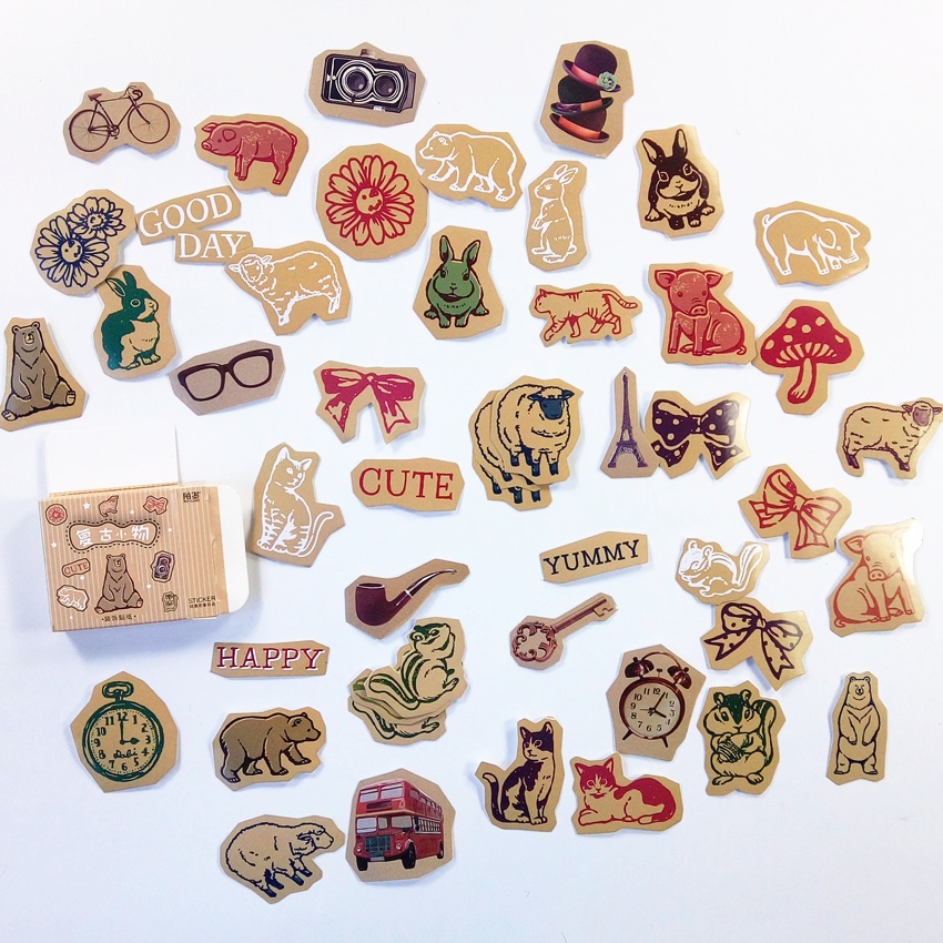 

[PER BOX] Stiker Aesthetic Tumblr Deco Scrapbook Bujo Diary DIY Vintage Animal