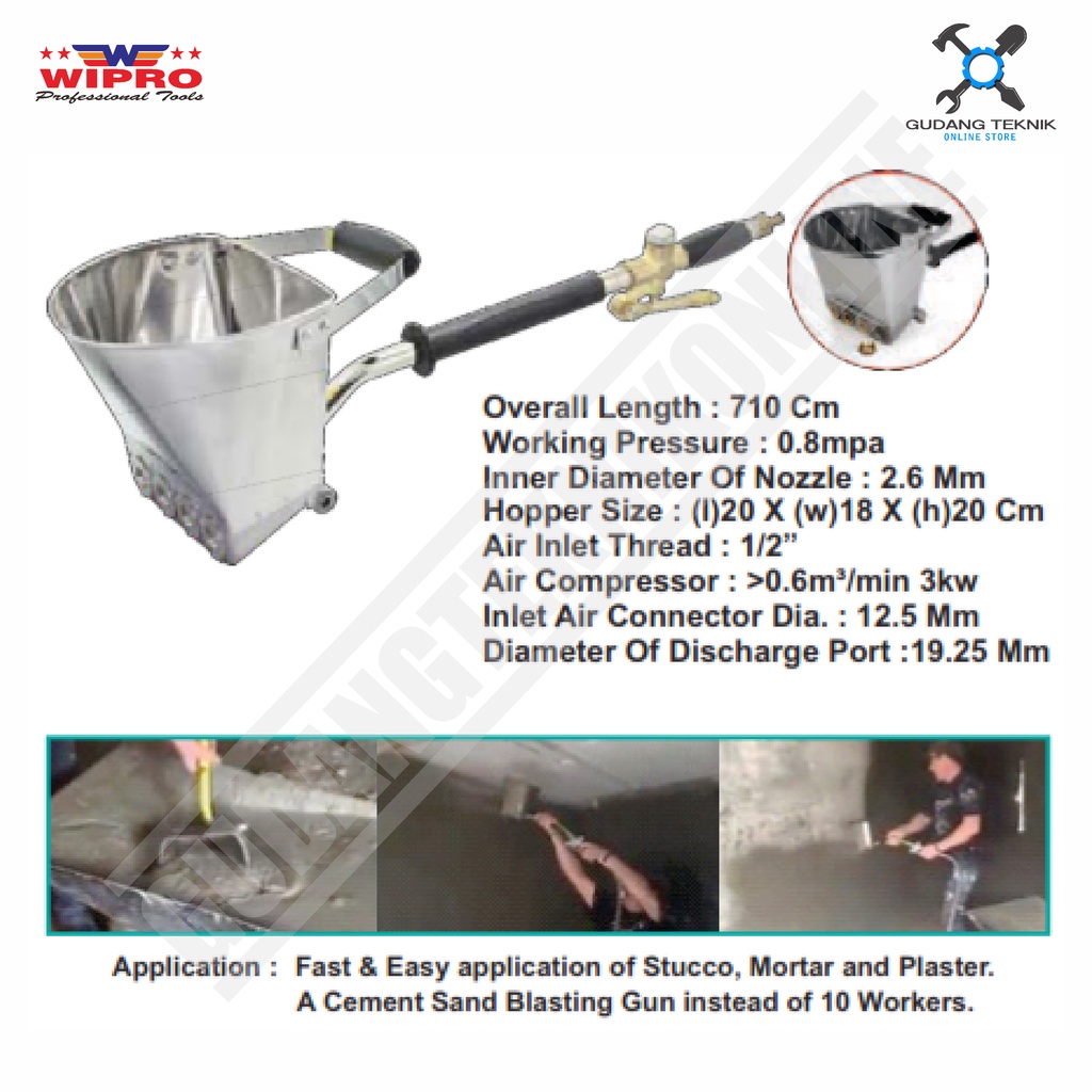 Alat Plester Lepo Dinding Tembok WIPRO MSG-02 / Alat Semprot Semen WIPRO MSG 02 - Mortar Spray Gun MSG02 WIPRO