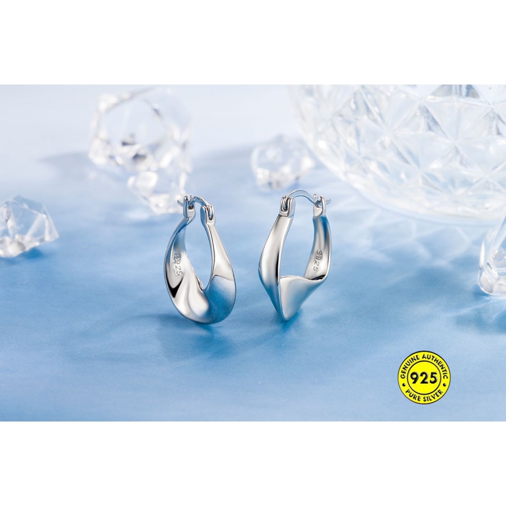 Anting Tusuk Sterling Silver 925 Model Twist Glossy Untuk Unisex