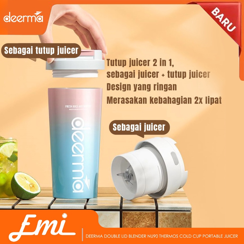 Deerma Double Lid Blender NU90 Thermos Cold Cup Portable Juicer