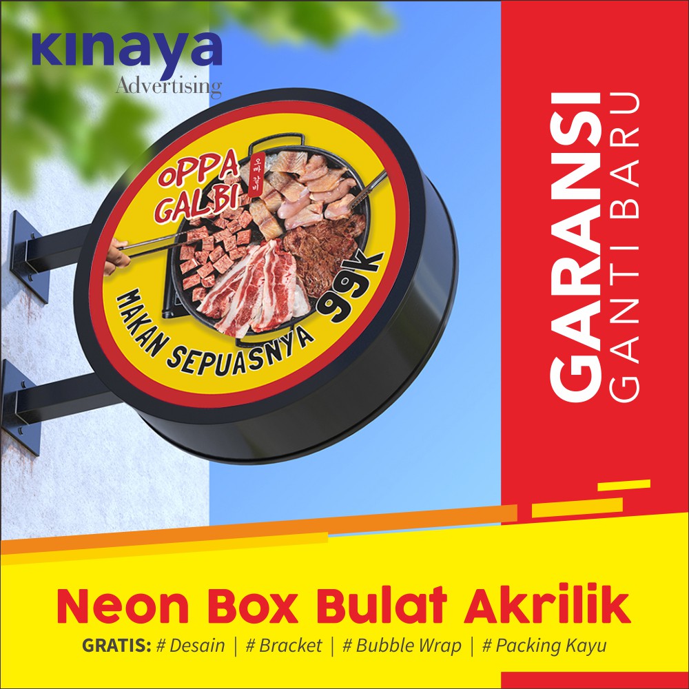 NEON BOX BULAT 1 Meter 2 sisi