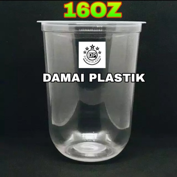 Unik GELAS OVAL 16OZ CUP OVAL U 16 OZ BULAT PLASTIK TEBAL 9GRAM - 16oz Gelas 16oz oval Limited