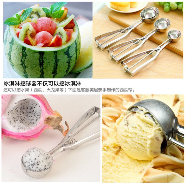 Scoop ice cream Premium Stainless Steel anti Karat Sendok Scoop Es Krim Bulat besar dengan per Multifingsi