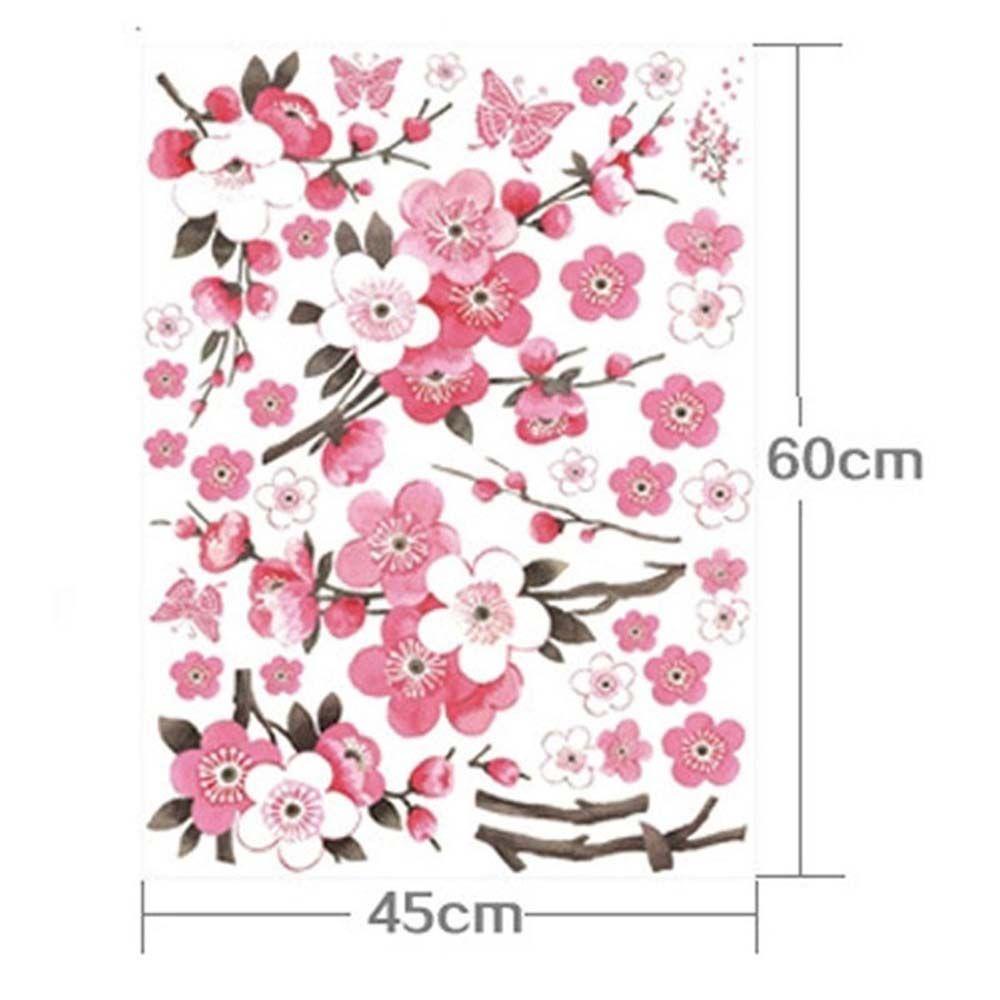 [Elegan] Mural Stiker Jendela Removable Lukisan Cina Kupu-Kupu Plum Blossom Dekorasi Rumah Kamar Tidur Seri Alam Dekorasi Wall Art