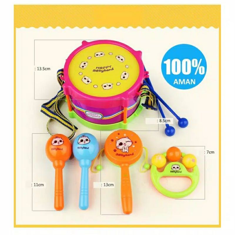 Mainan anak balita mini drum set 5 in 1 music musical toys kids Band kit jazz drum bayi baby boy