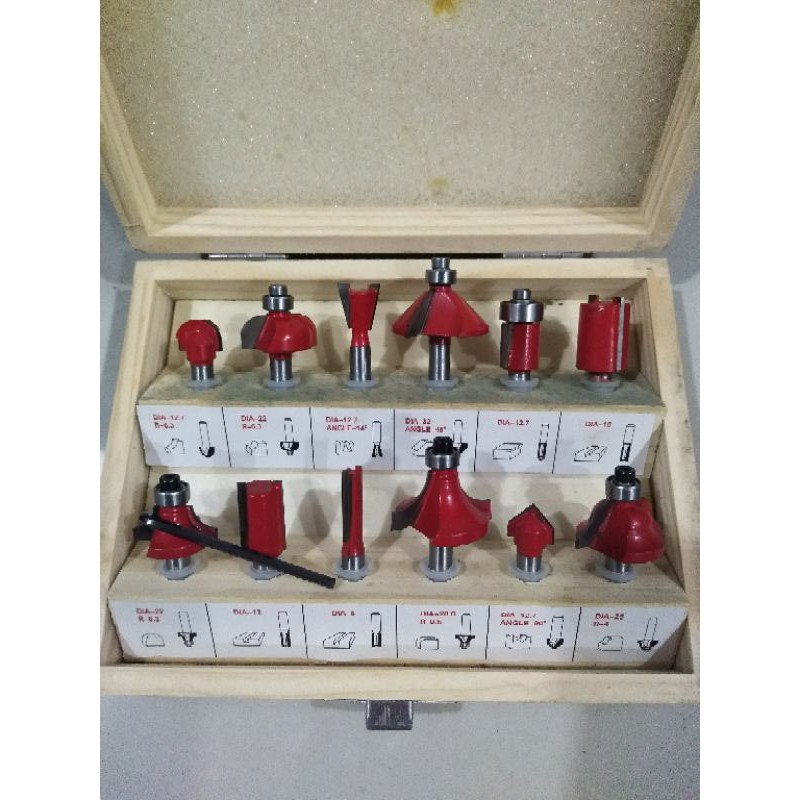 mata profil kayu mata router bit mata trimer set 12pcs