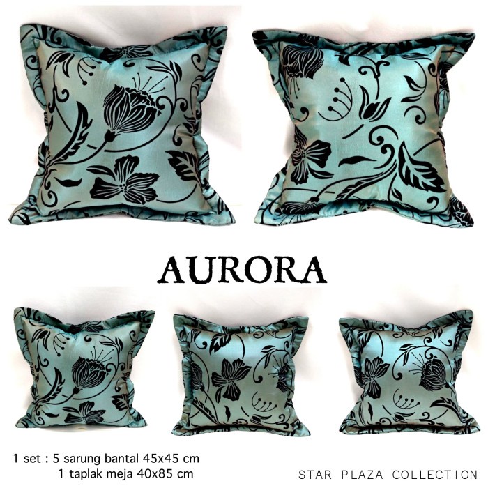 Sarung Bantal Sofa - 1 Set Sarung Bantal Sofa / Kursi - Aurora - Biru Metallic