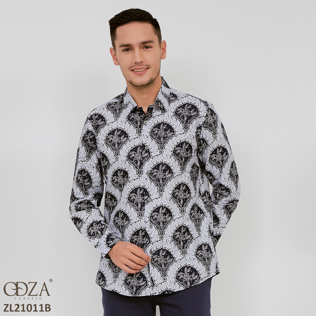 Odza Baju Batik Modern Kemeja Batik Lengan Panjang Kemeja Slim Fit Baju Distro Pria