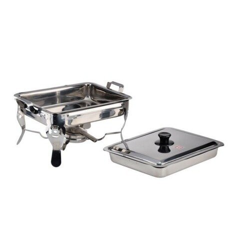 Panci Prasmanan Warmer 2 Square Pan / Tempat Makan Prasmanan 1 Tutup Stainless steel 8811