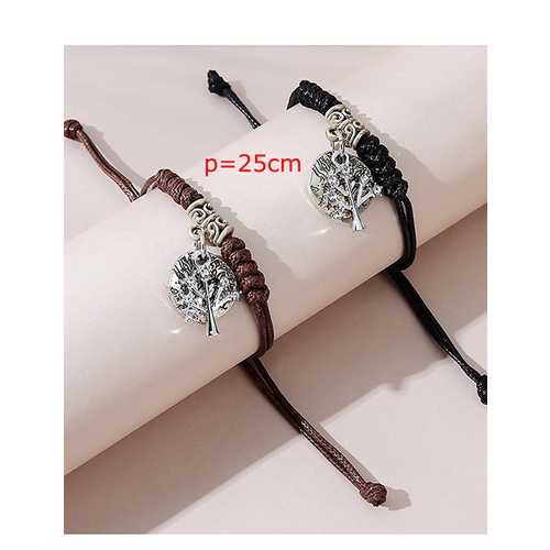 LRC Gelang Tangan Fashion Black+brown Tree Bracelet Set Y65666