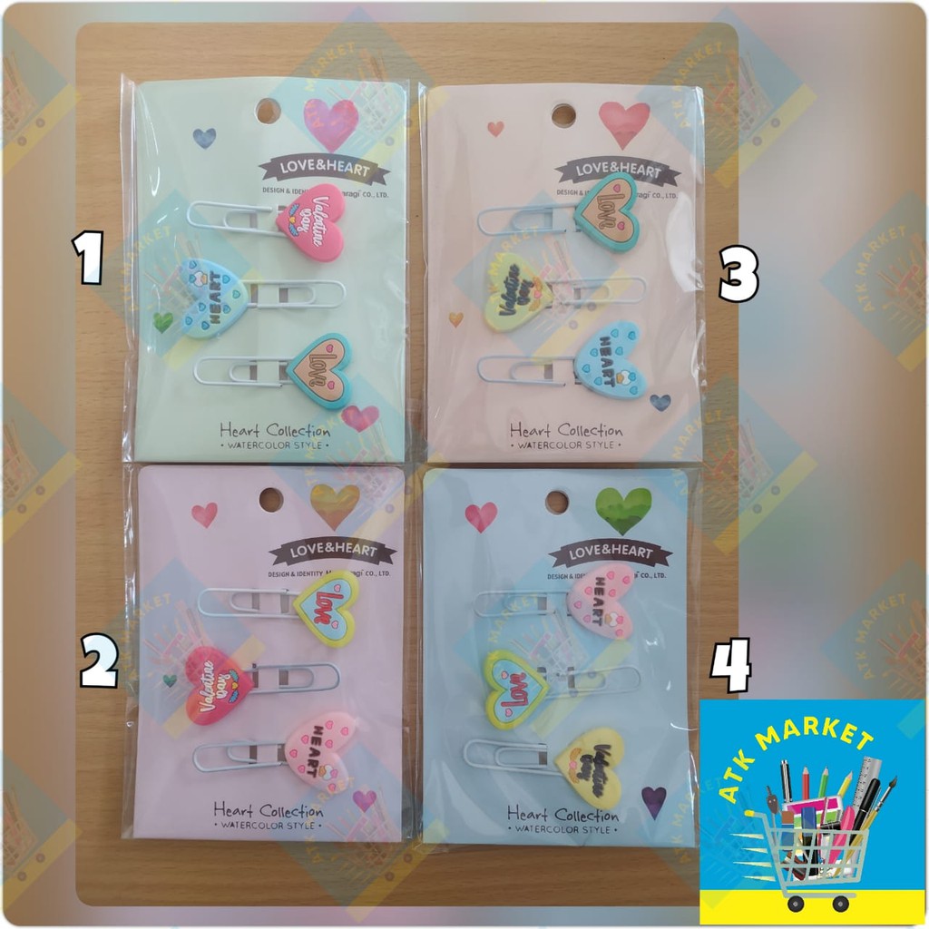 

Clip Paper / Clip Bookmark / Clip Jepit Pembatas Buku dan kertas Love & Heart EX-18993