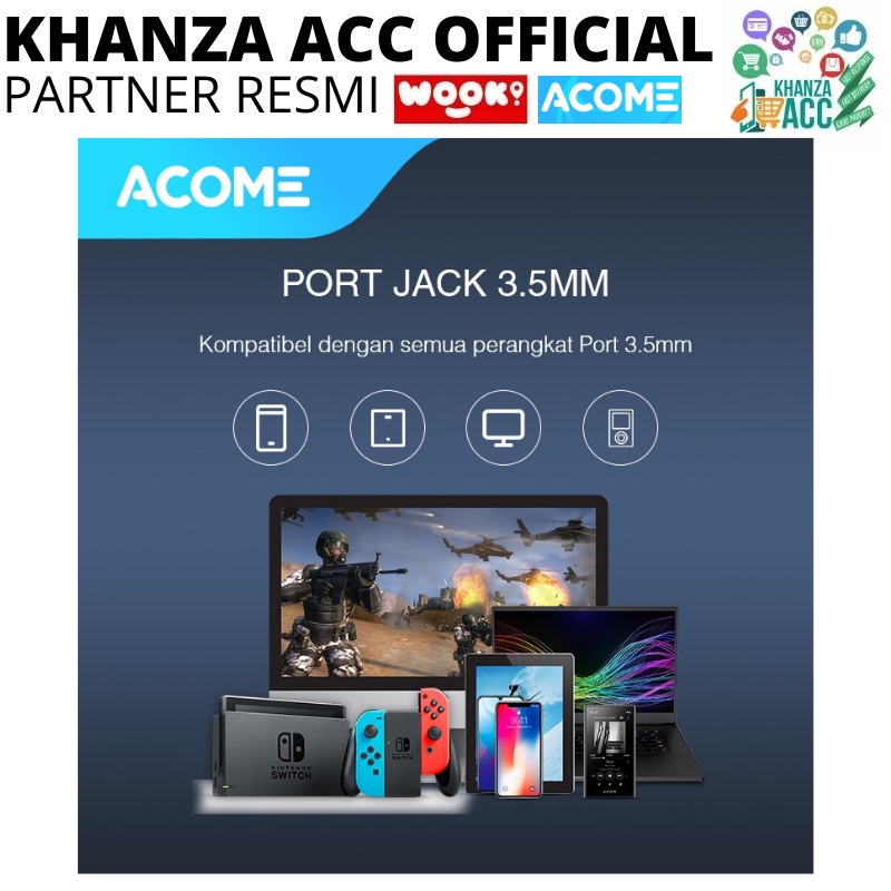 KHANZAACC ACOME AW05 Wired Earphone Semi In Ear Headset Super Bass