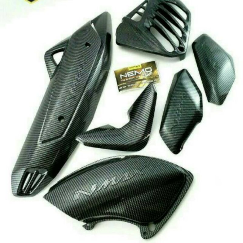 Paket Cover Carbon Nmax Old Carbon Knalpot Stang Filter Radiator Body Samping Nmax Old Carbon Nemo