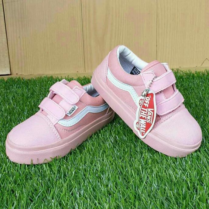sepatu anak perempuan vans oldskool velcro pink DISKON