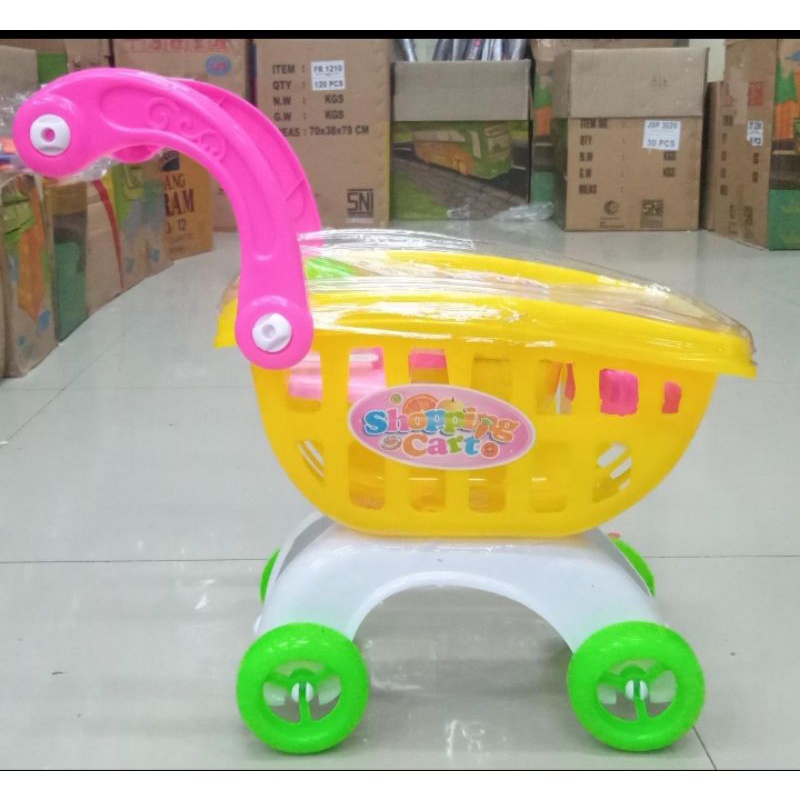 MF 28 - Mainan Stroller Trolly Troli Belanja Buah dan Kue MF28