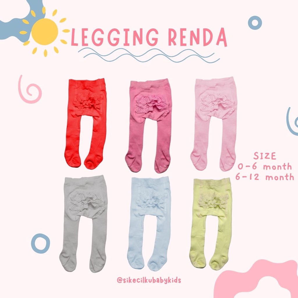 Legging Bayi CRT Polos Renda Tutup Kaki