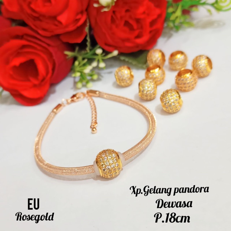 Set Gelang TITANIUM Pandora Dewasa Gilter, Empat Variasi Warna, Tidak Karat | COD