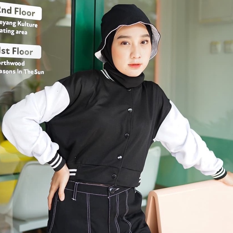 MVP - Crop Baseball Jaket - Jaket Crop Baseball Wanita