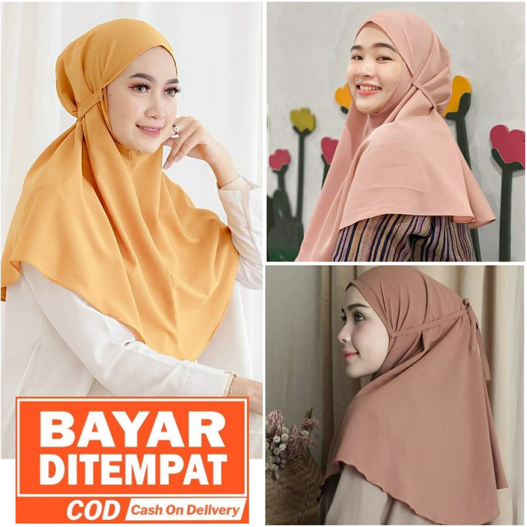 NEW!! Jilbab / Hijab KHIMAR NAURA Simple Tali Instan Bahan Wolfis Premium - Kerudung Tali