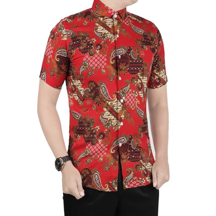 VM Kemeja Batik Slimfit Baju Batik Pria Slim Casual Shirt