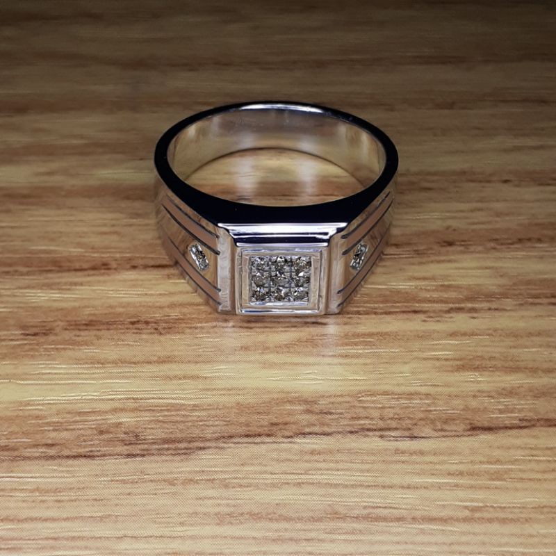 Cincin Berlian Pria Asli Ring Silver Free Memo