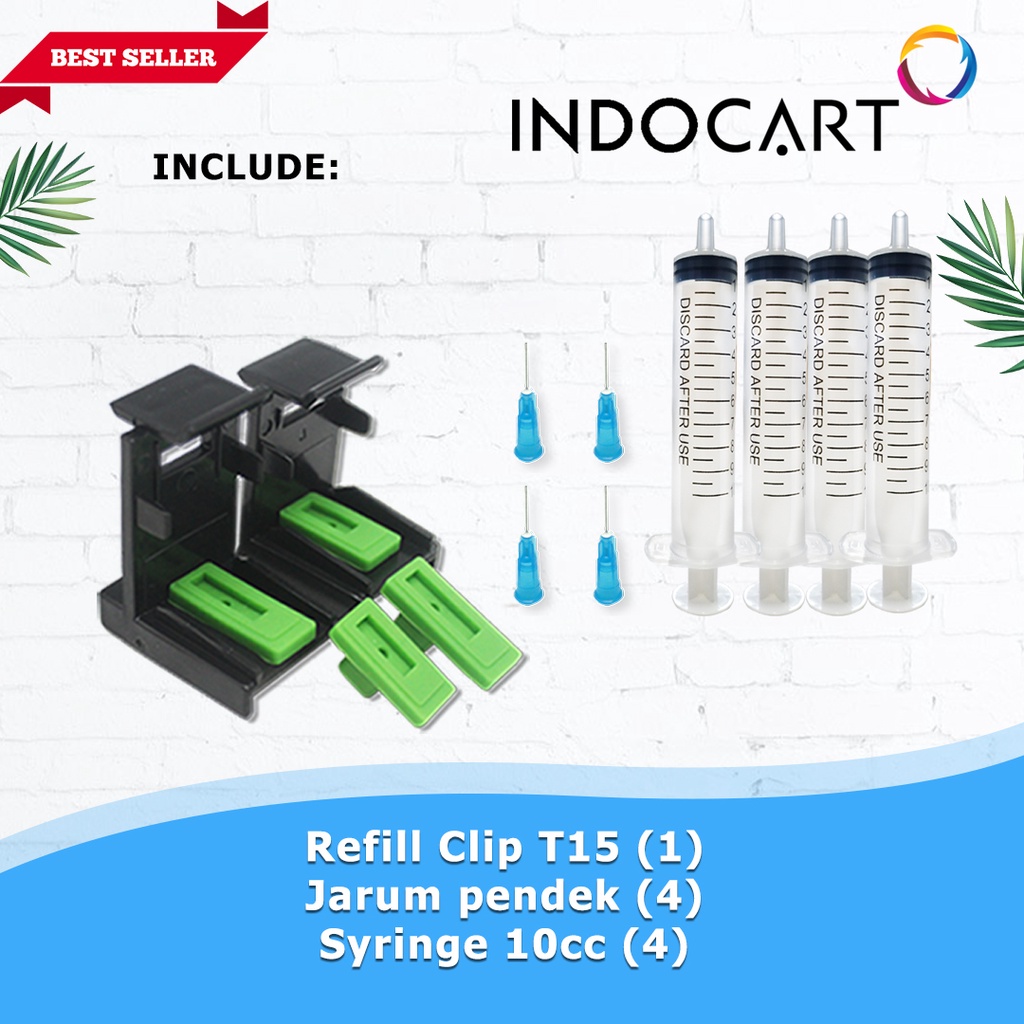 INDOCART Paket Tinta Refill utk Printer HP Canon+Clip