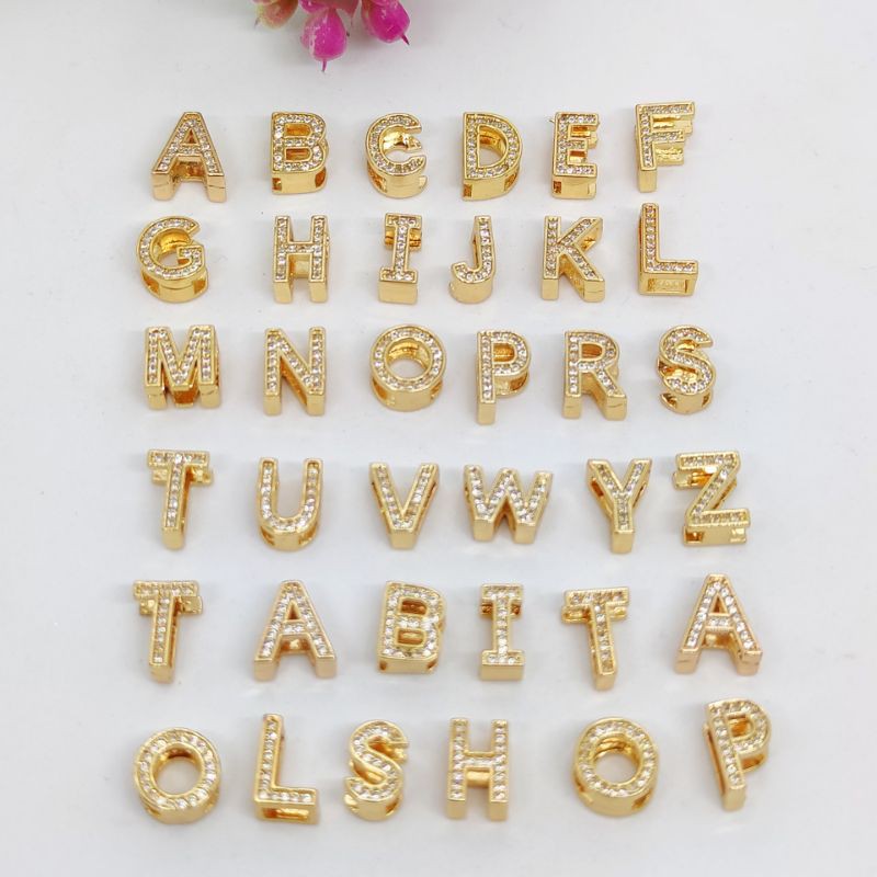 M - Z Huruf Abjad Untuk Gelang Tali Kulit Model Jam dan Liontin Kalung