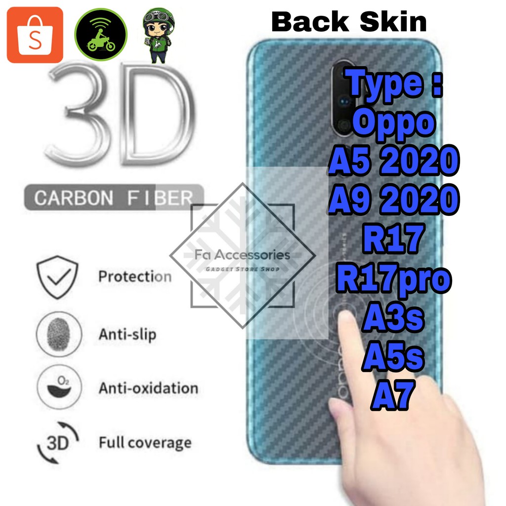 Oppo A5 2020 A9 2020 R17 R17 PRO a7 A3S A5S Skin Carbon Back Screen Protector Anti gores belakang