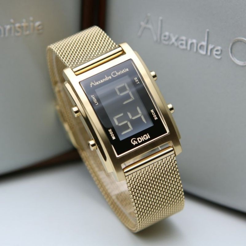 Jam Tangan Digital Alexandre Christie AC 9334 LH Rantai Wanita / Cewek Original